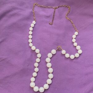 Elegant Gold and White Beaded Necklace